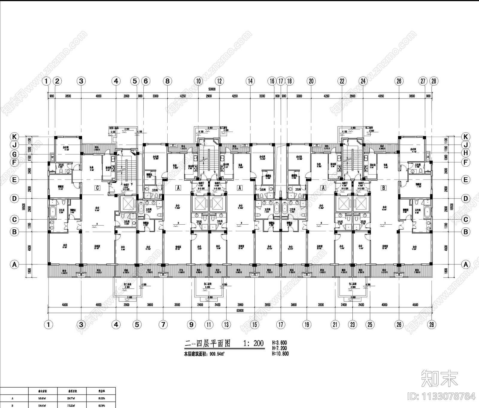 方块形多层公寓建筑cad施工图下载【ID:1133078784】