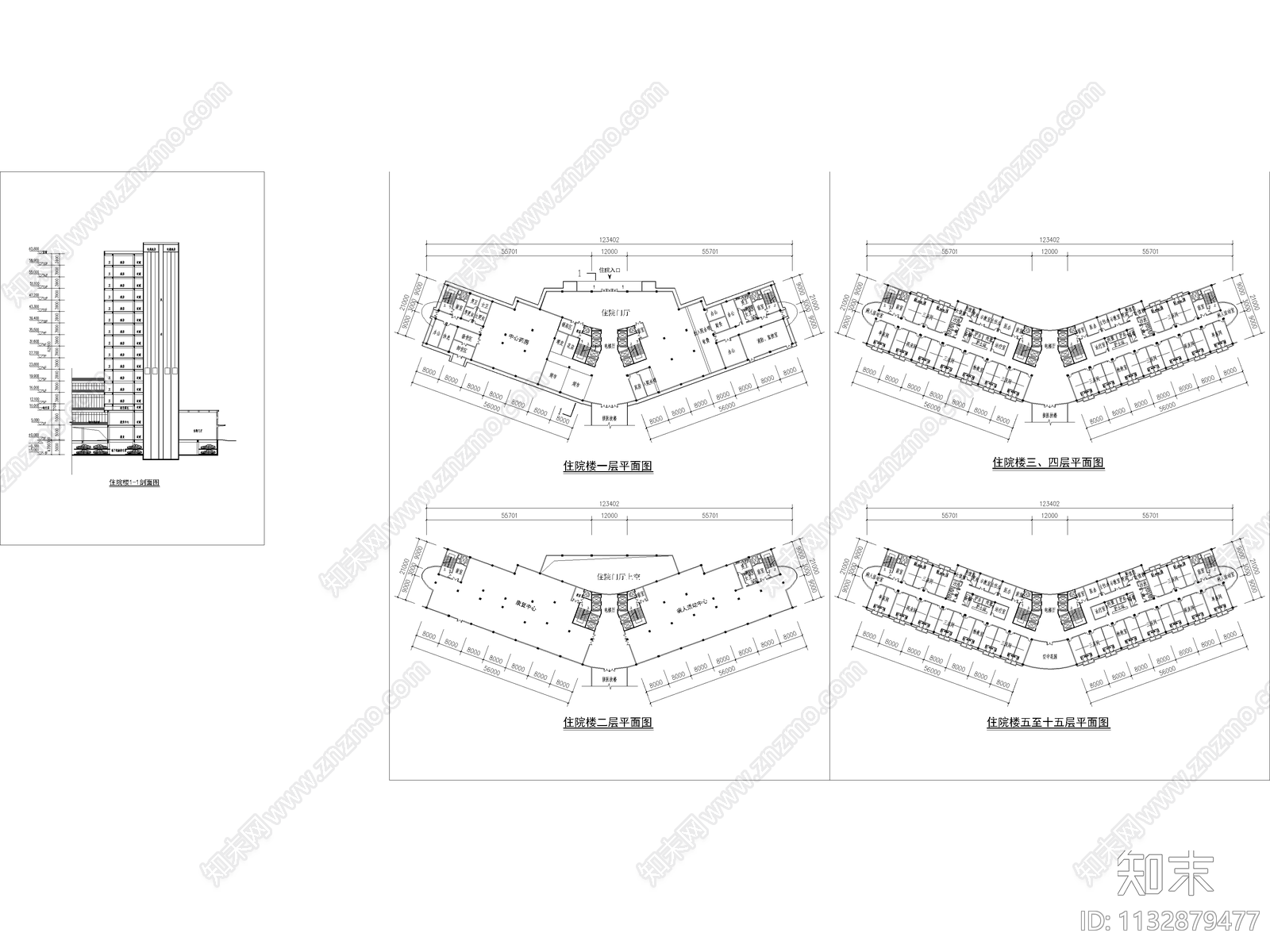 高层绿色医院建筑效果图cad施工图下载【ID:1132879477】