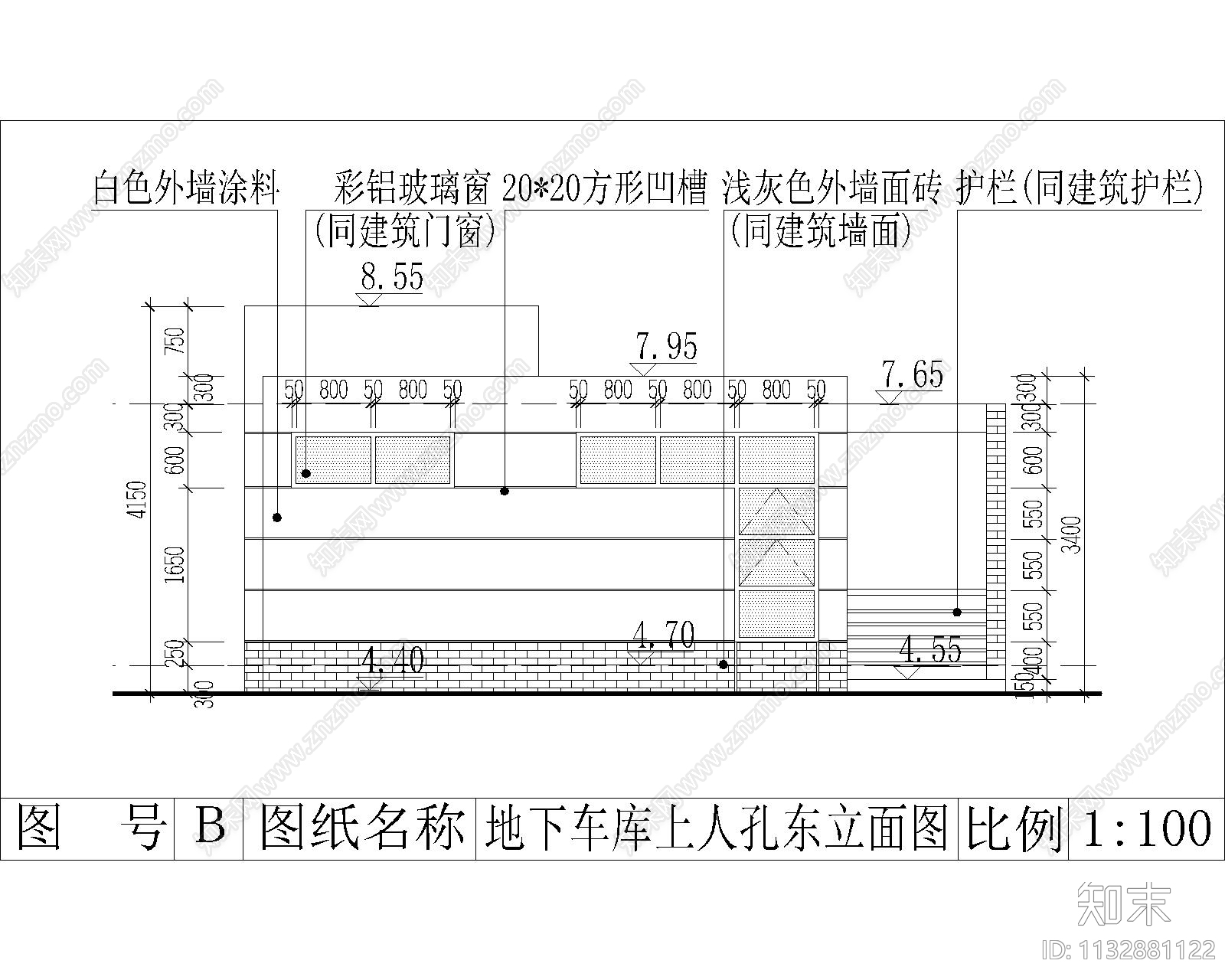 地下车库立面图cad施工图下载【ID:1132881122】