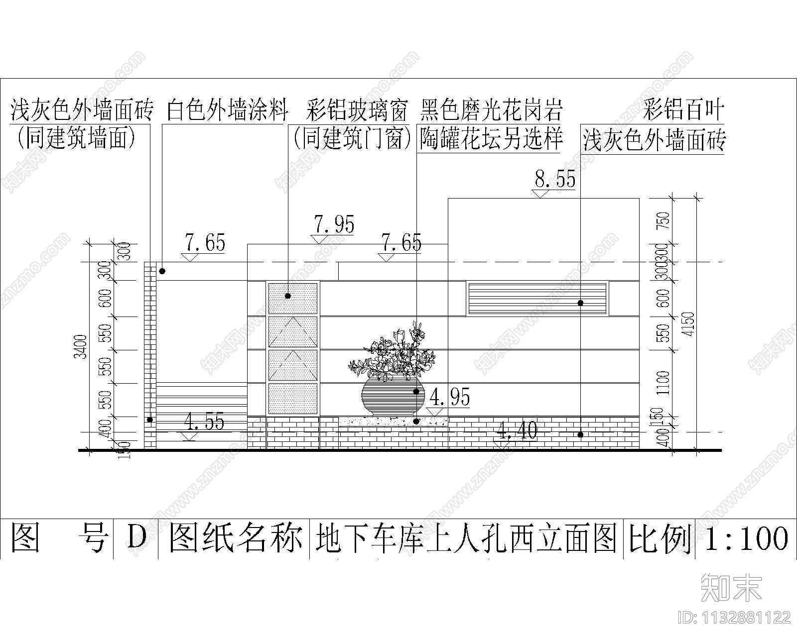 地下车库立面图cad施工图下载【ID:1132881122】