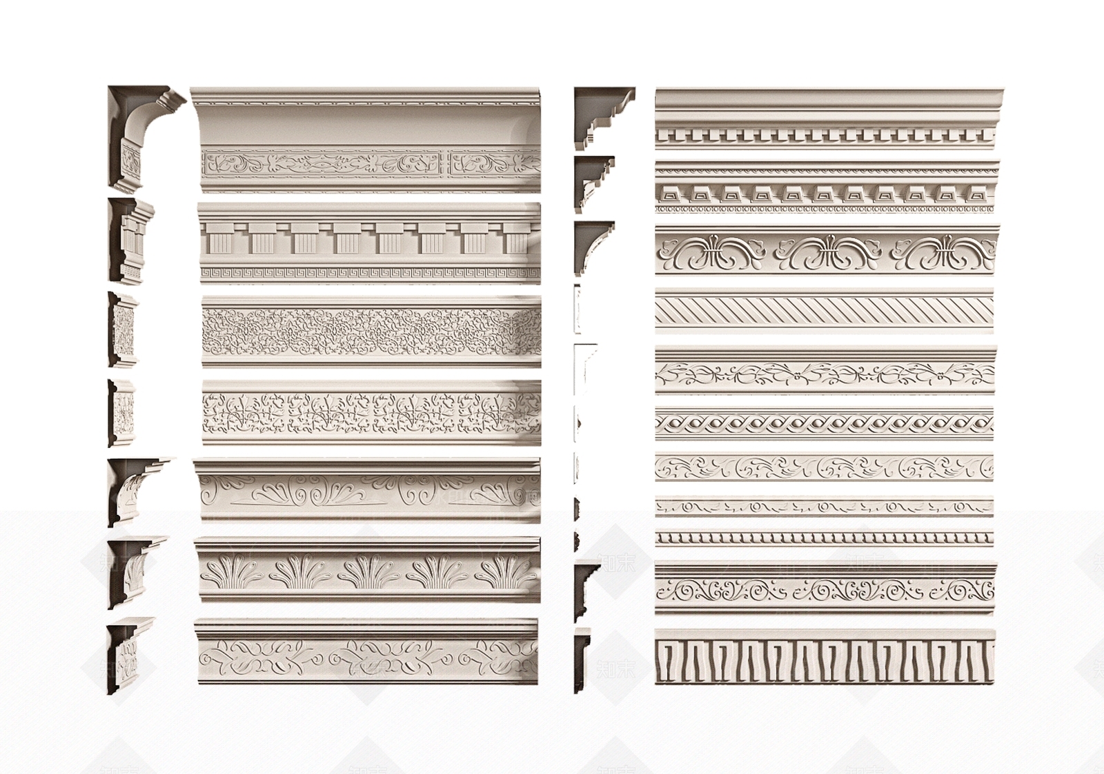 简欧雕花石膏线3D模型下载【ID:1132888477】