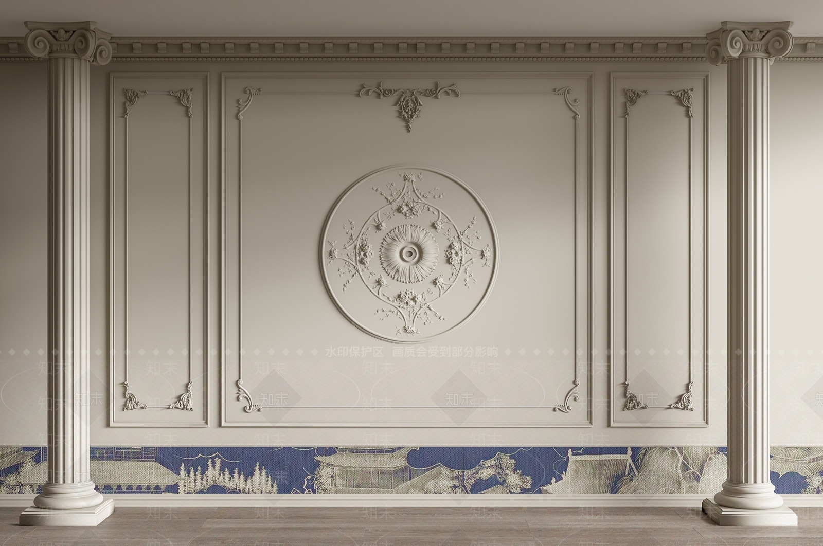 法式雕花护墙板SU模型下载【ID:1132888634】