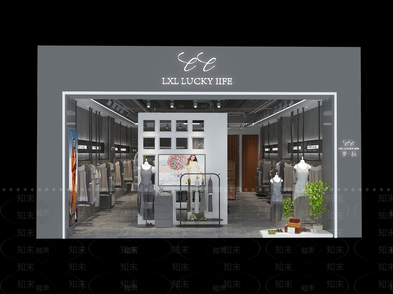 工业风服装鞋店3D模型下载【ID:1132889276】