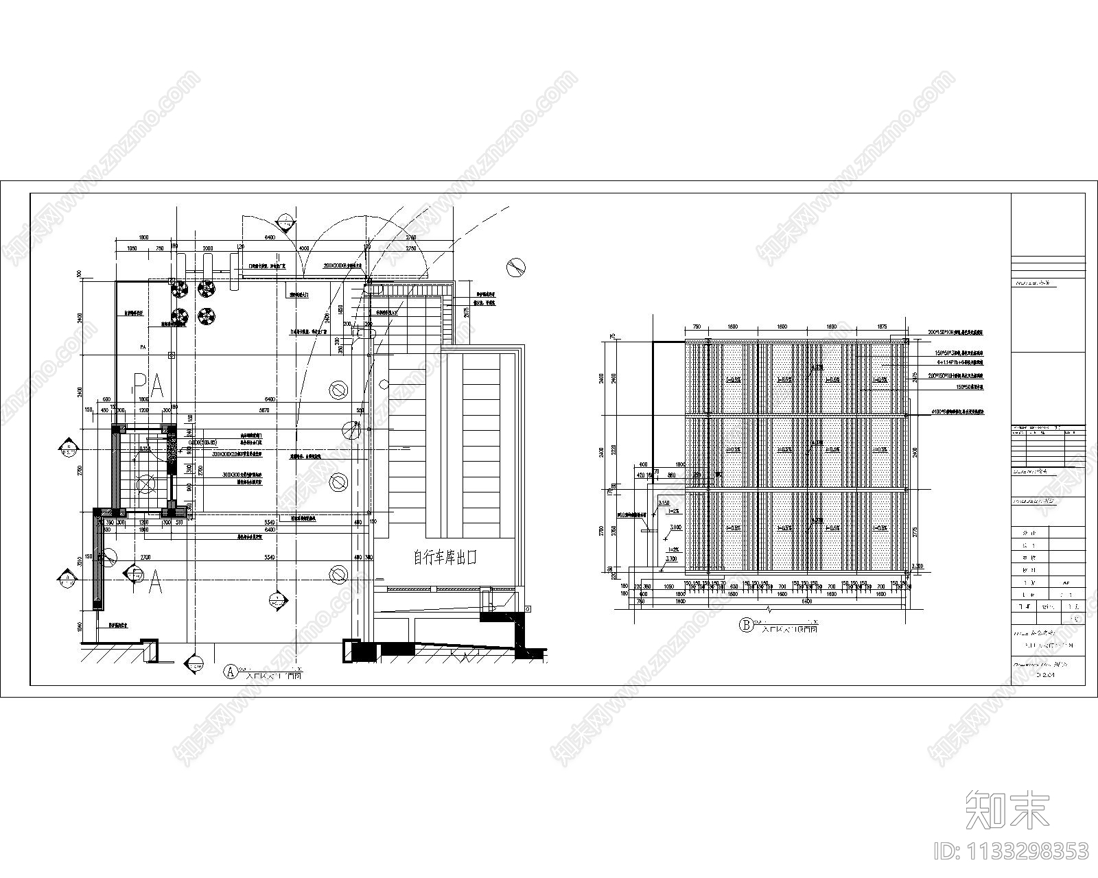 住宅大门详图cad施工图下载【ID:1133298353】