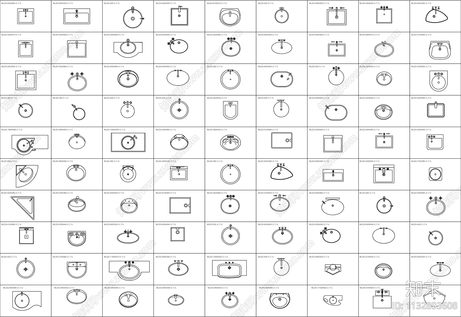 超全洗手池卫生间洁具施工图下载【ID:1132893608】