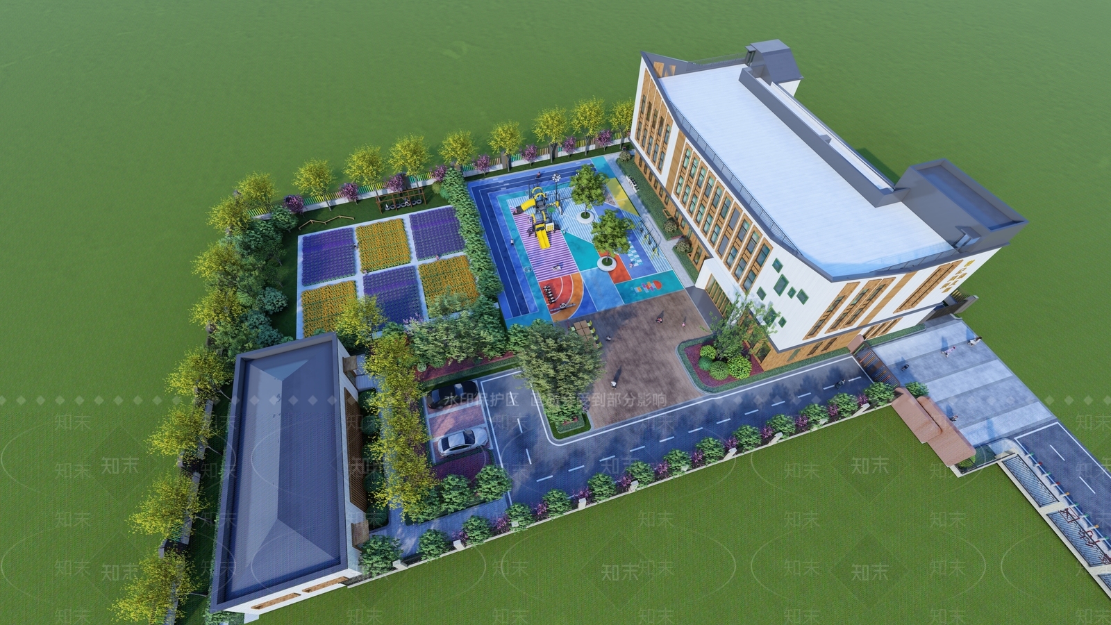 现代校园景观SU模型下载【ID:1132895177】