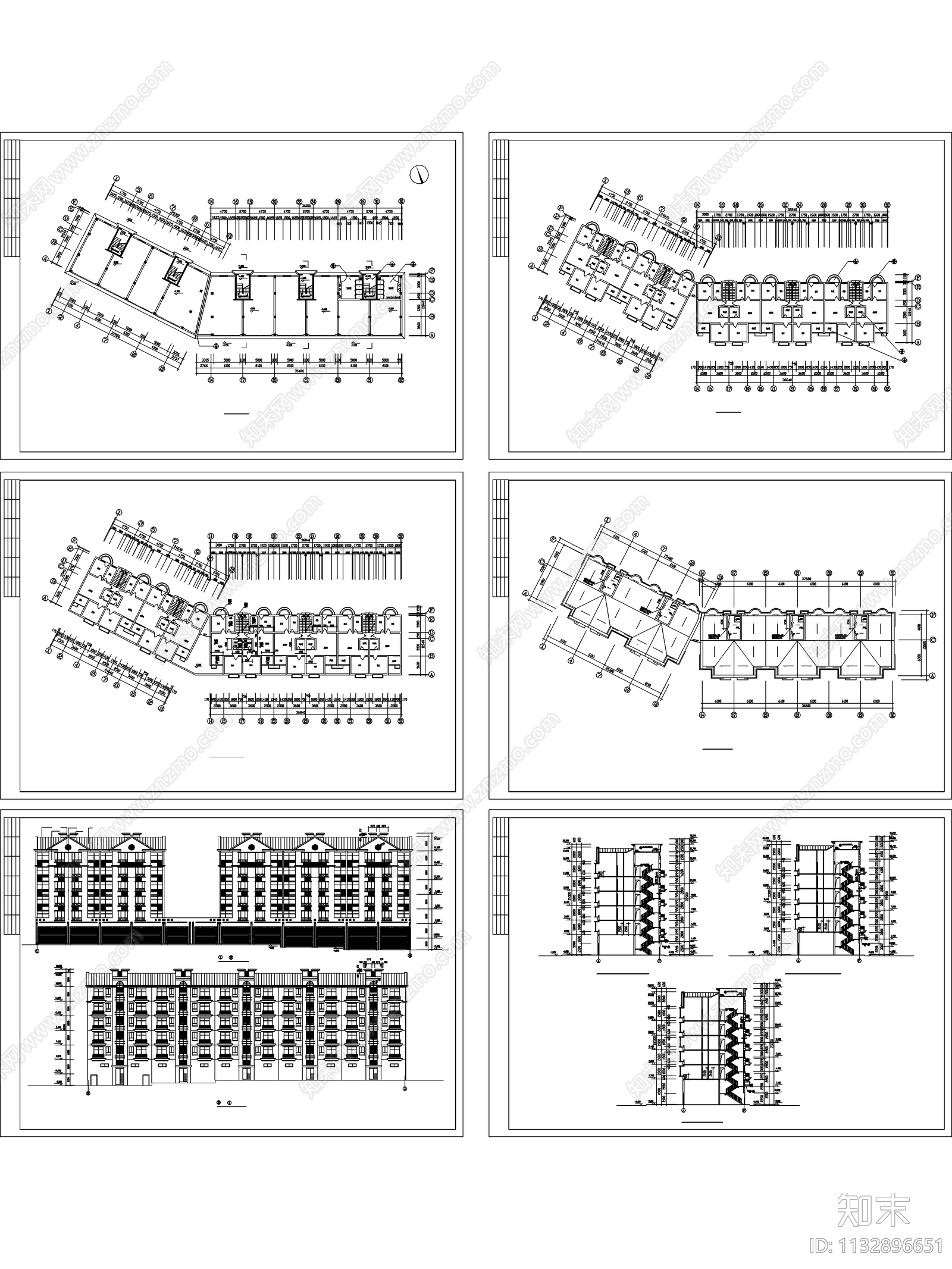 商住楼建筑cad施工图下载【ID:1132896651】