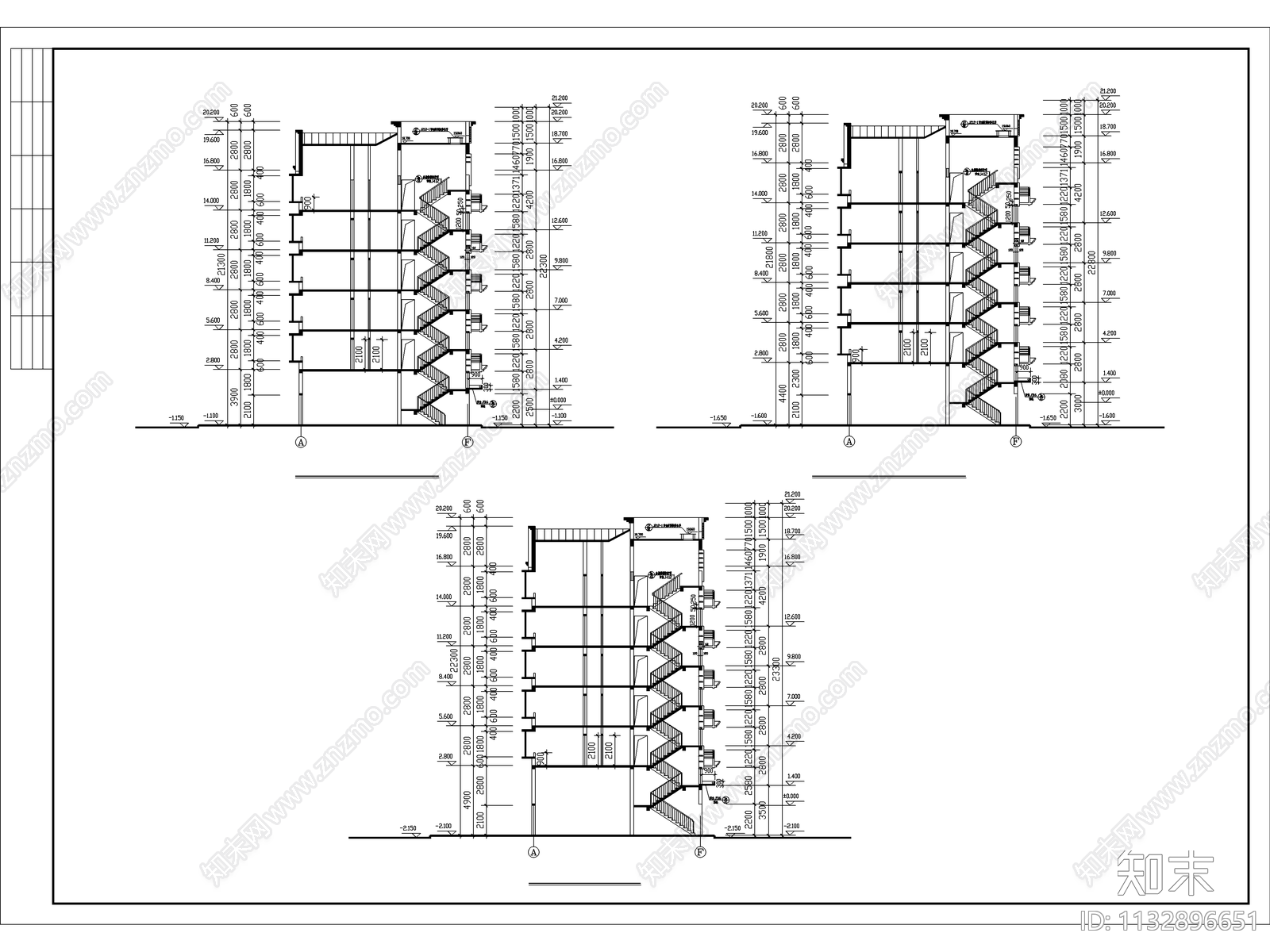 商住楼建筑cad施工图下载【ID:1132896651】