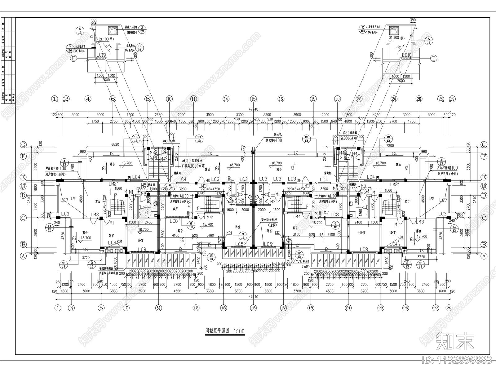 商住楼全套建筑cad施工图下载【ID:1132896883】