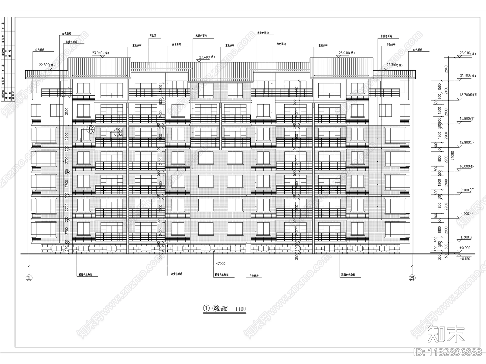 商住楼全套建筑cad施工图下载【ID:1132896883】