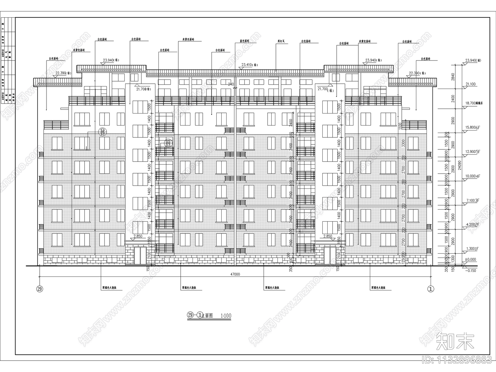 商住楼全套建筑cad施工图下载【ID:1132896883】