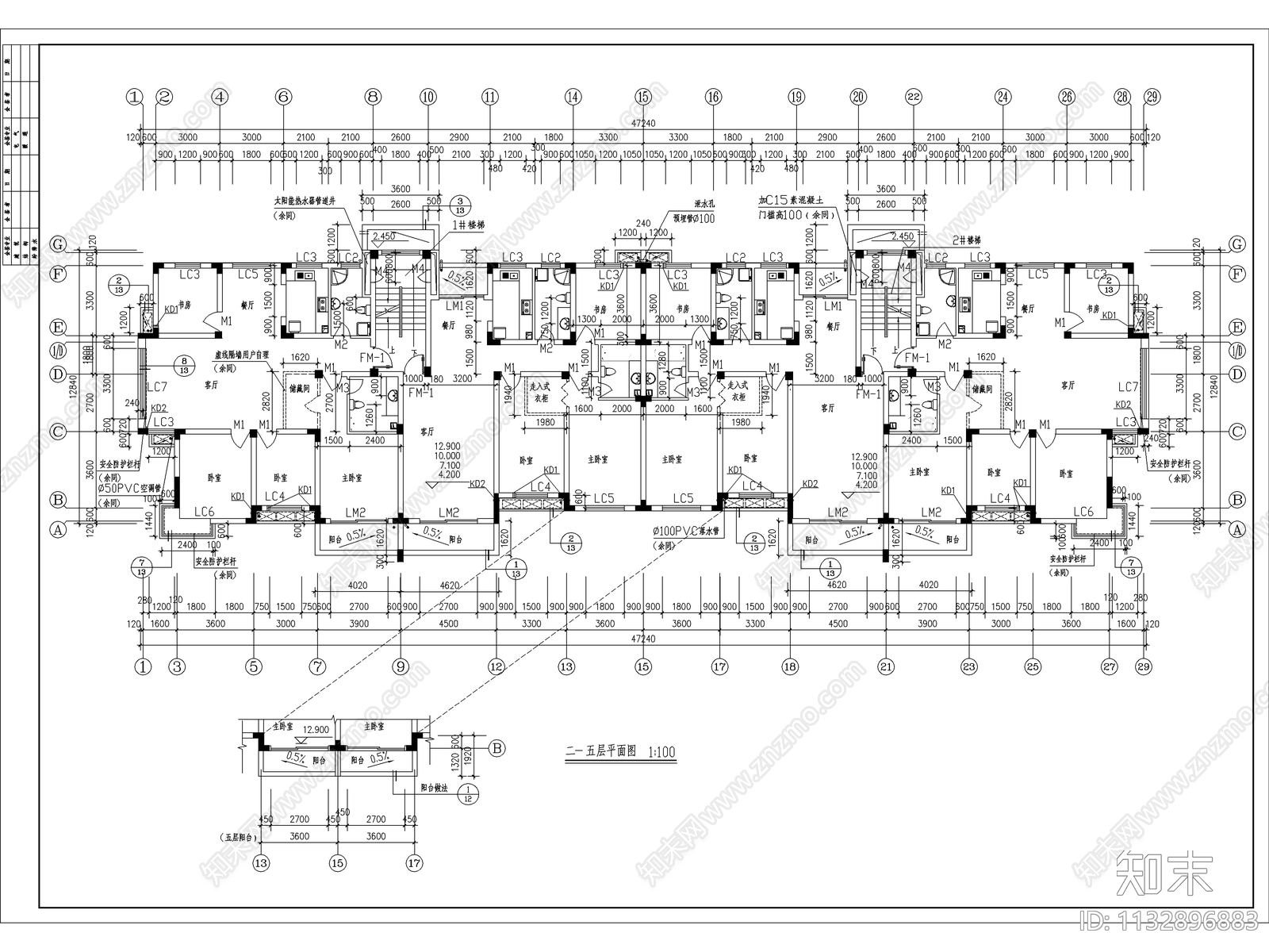 商住楼全套建筑cad施工图下载【ID:1132896883】