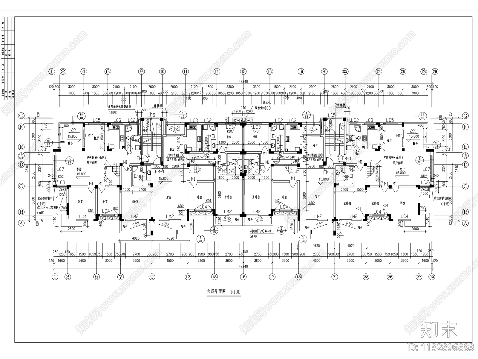 商住楼全套建筑cad施工图下载【ID:1132896883】