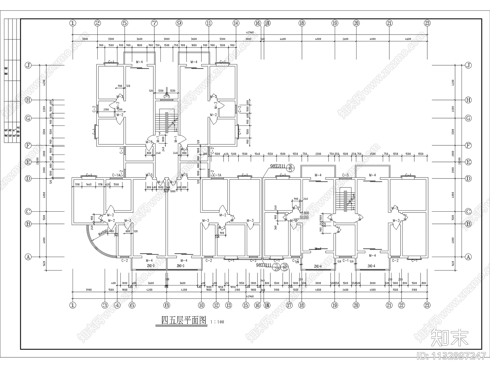 商住楼建筑全套cad施工图下载【ID:1132897247】