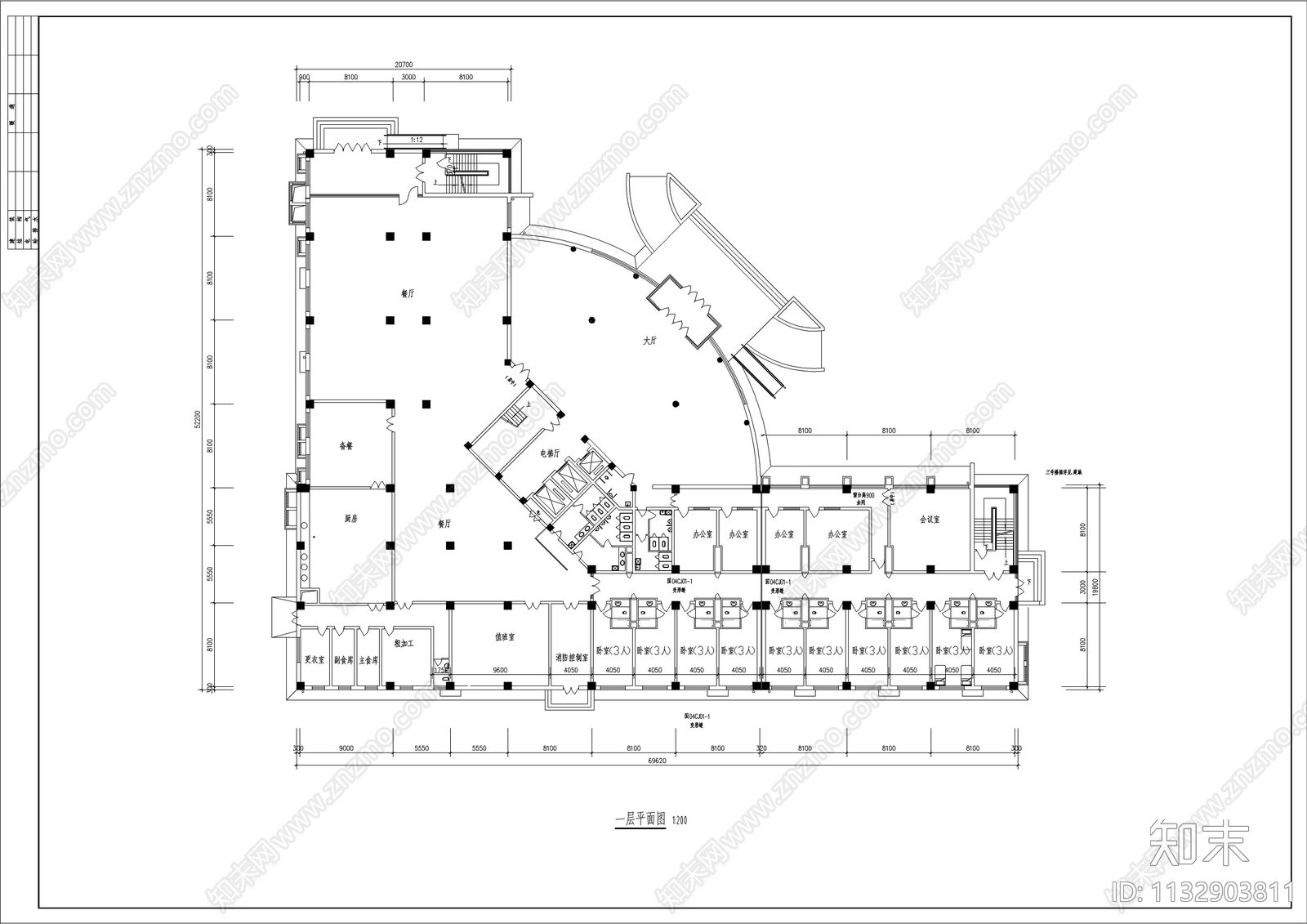 4500平小型敬老院建筑图施工图下载【ID:1132903811】