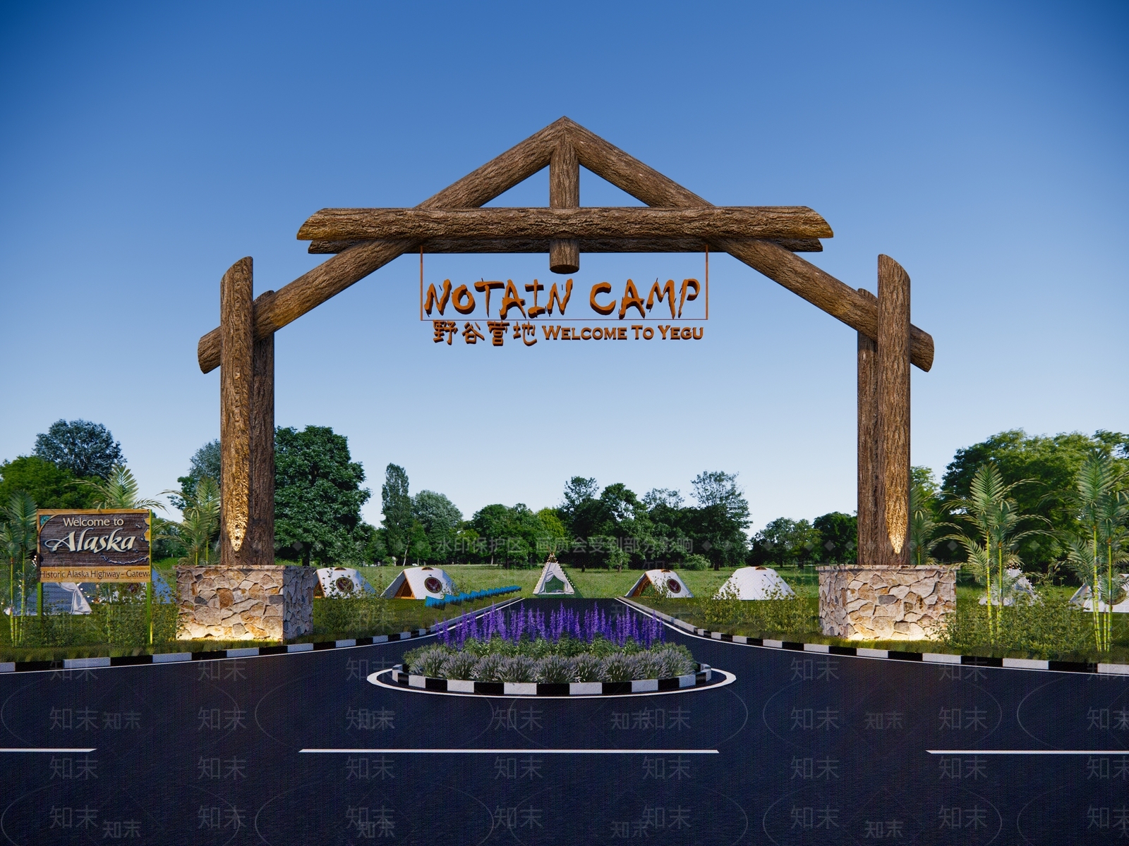 现代露营基地入口logo大门SU模型下载【ID:1132906680】