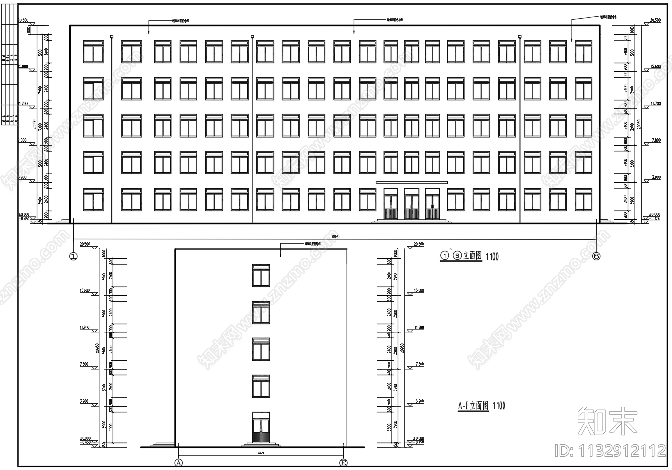 5层框架办公楼建筑结构图施工图下载【ID:1132912112】