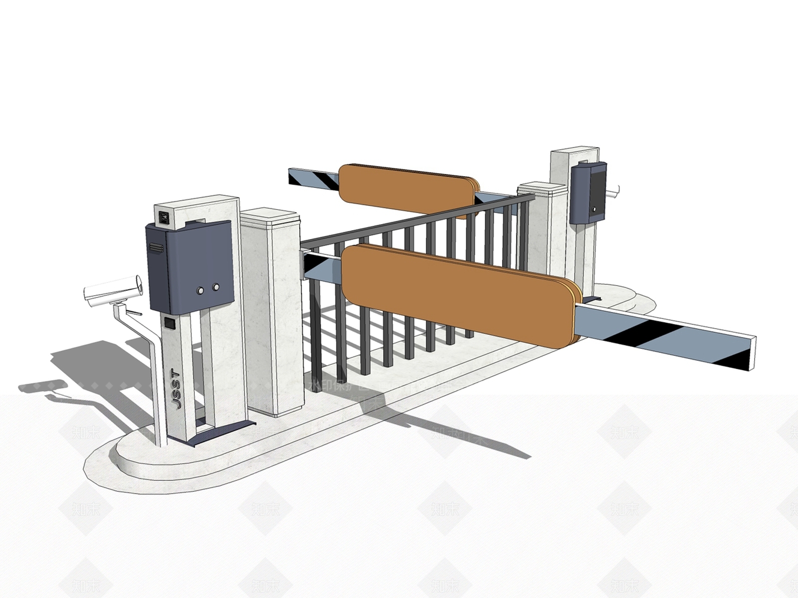车行门禁机道闸摆闸SU模型下载【ID:1132919106】
