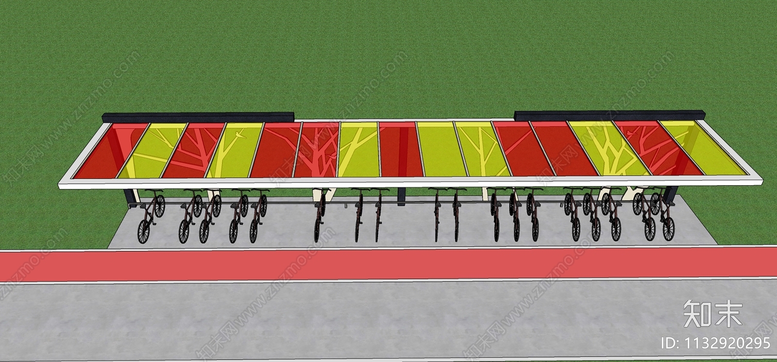 现代自行车车棚SU模型下载【ID:1132920295】