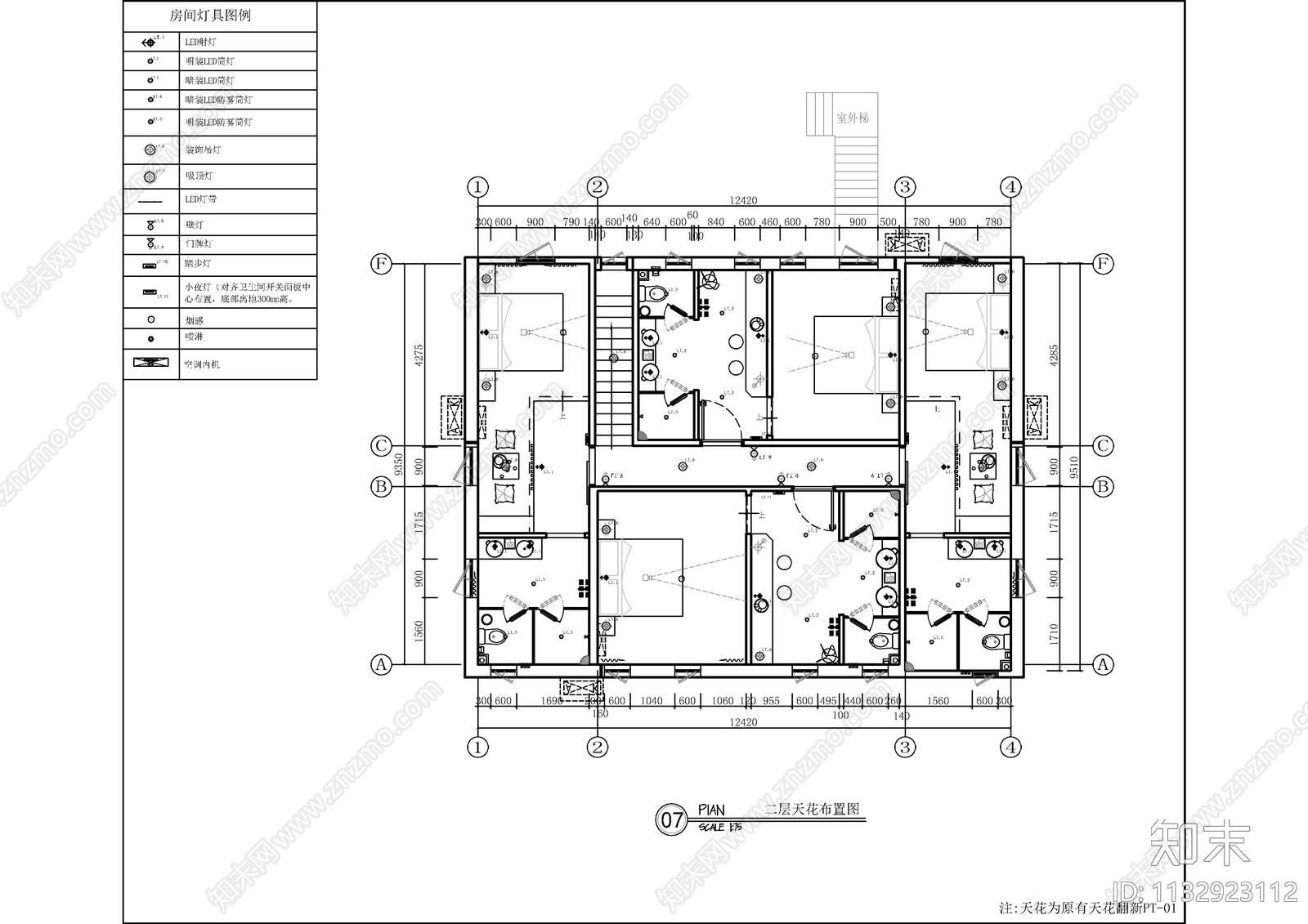 民宿空间cad施工图下载【ID:1132923112】