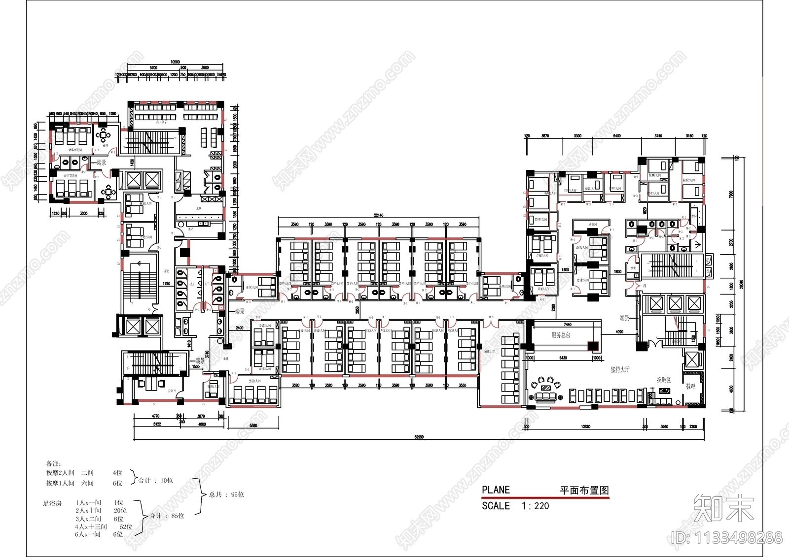 奢华足浴城会所室内cad施工图下载【ID:1133498288】