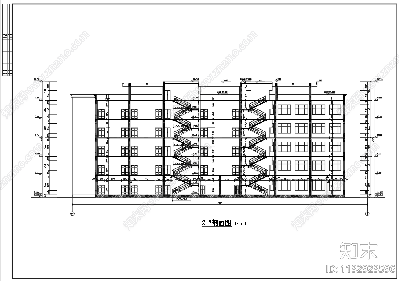5层4402点48平米框架办公楼施工图下载【ID:1132923596】