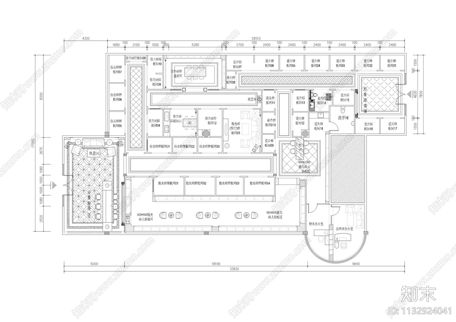 南昌瓷砖专卖店装修图cad施工图下载【ID:1132924041】