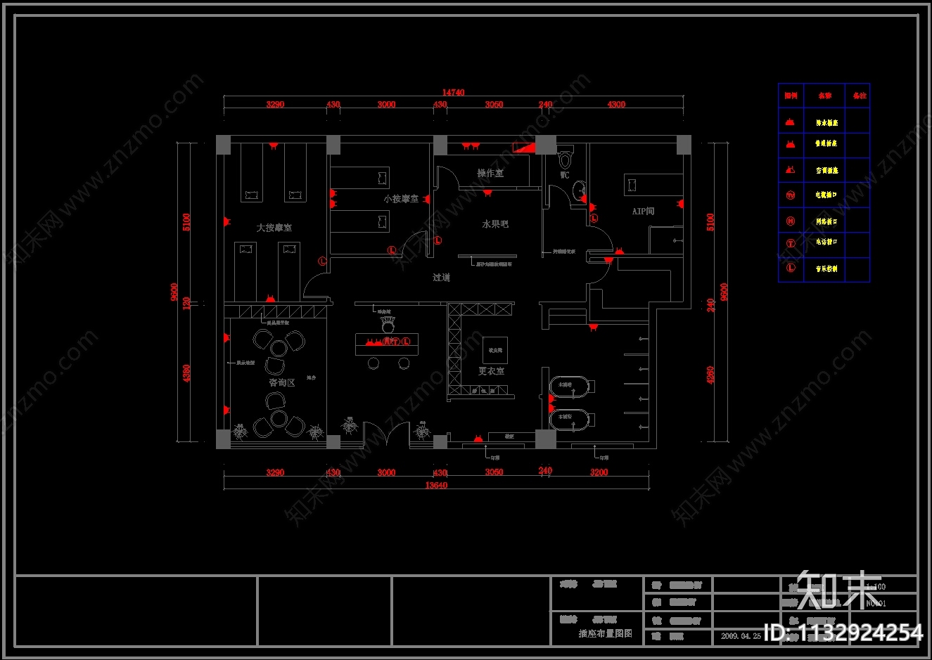 SPA会所装修图cad施工图下载【ID:1132924254】