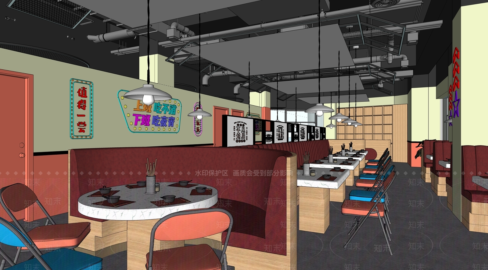 现代烧烤店SU模型下载【ID:1132926898】