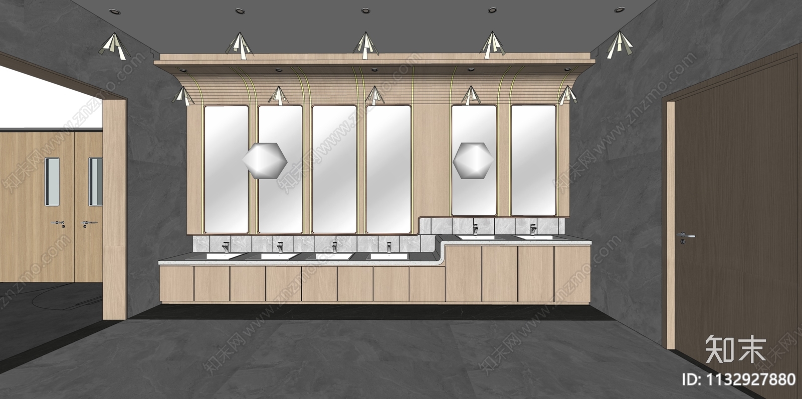 现代公共卫生间洗手台SU模型下载【ID:1132927880】