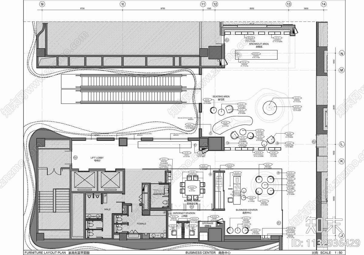 酒店商务休闲中心施工图cad施工图下载【ID:1132936429】