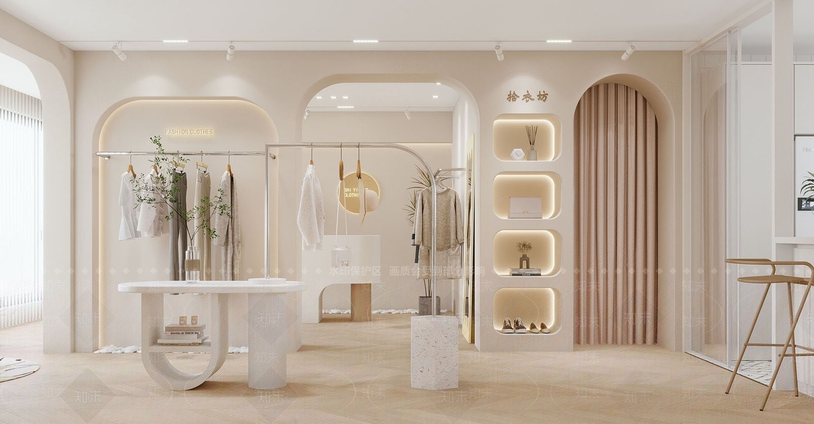 侘寂女装服装店SU模型下载【ID:1132939329】