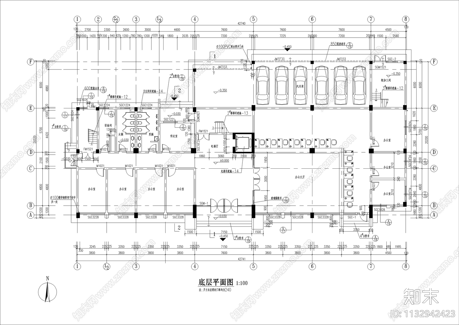 六层工商管理局办公楼全套建筑cad施工图下载【ID:1132942423】