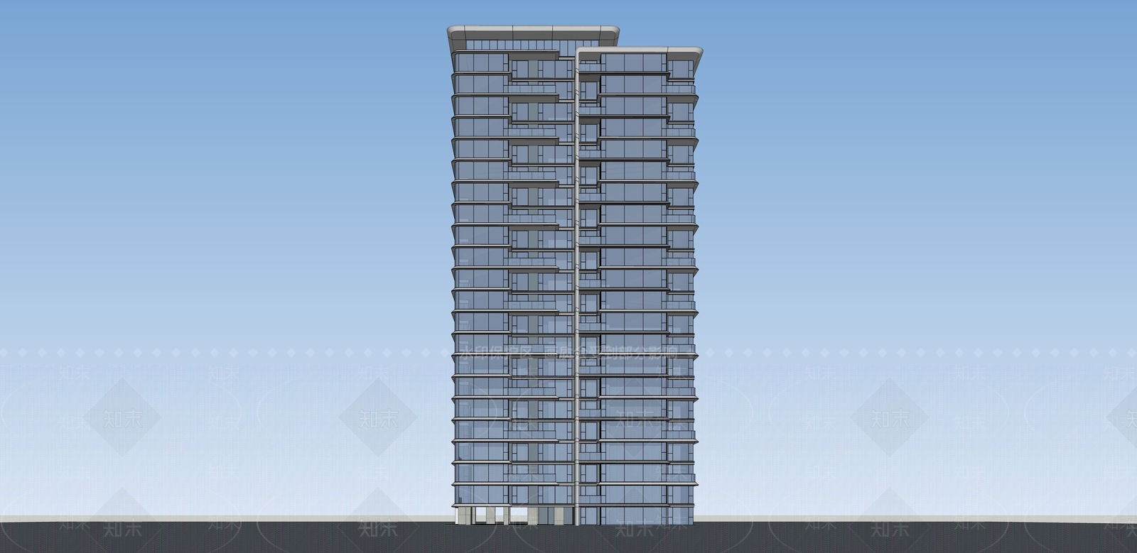 现代高层住宅SU模型下载【ID:1132942627】