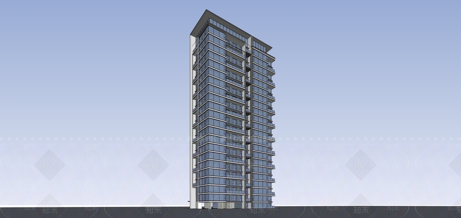 现代高层住宅SU模型下载【ID:1132942788】