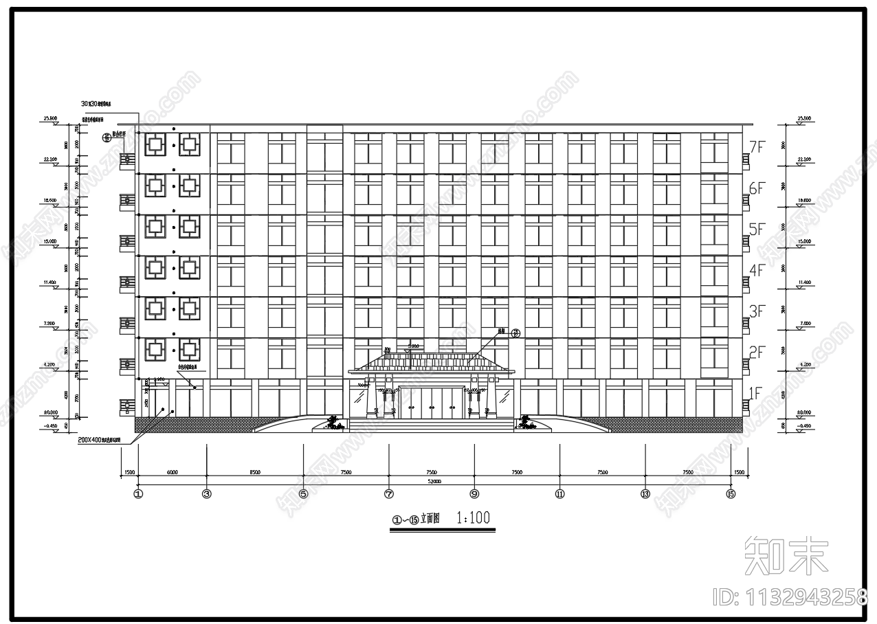 7层5535平框架行政综合楼建筑结构图cad施工图下载【ID:1132943258】