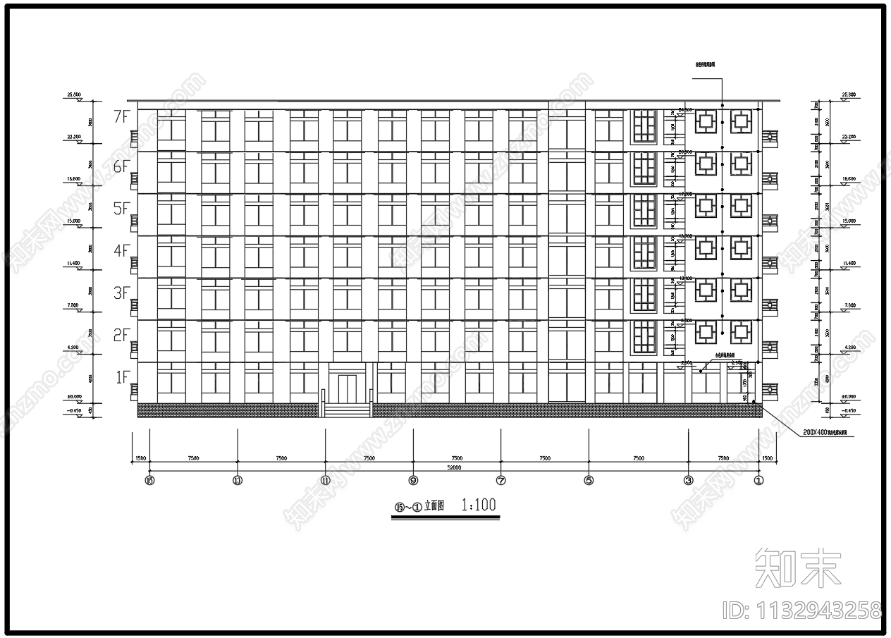 7层5535平框架行政综合楼建筑结构图cad施工图下载【ID:1132943258】