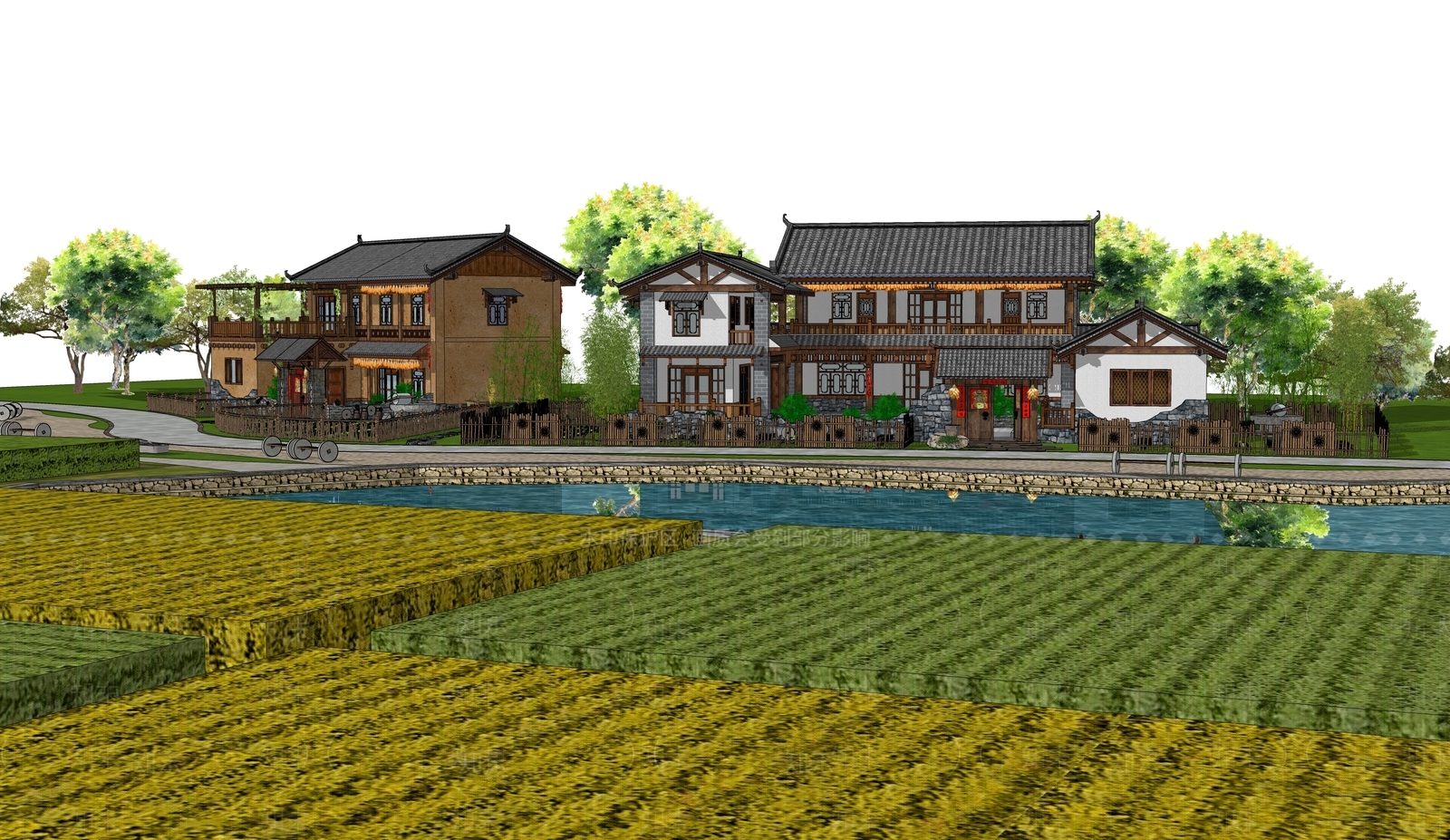 中式乡村民房SU模型下载【ID:1132950348】_知末su模型网