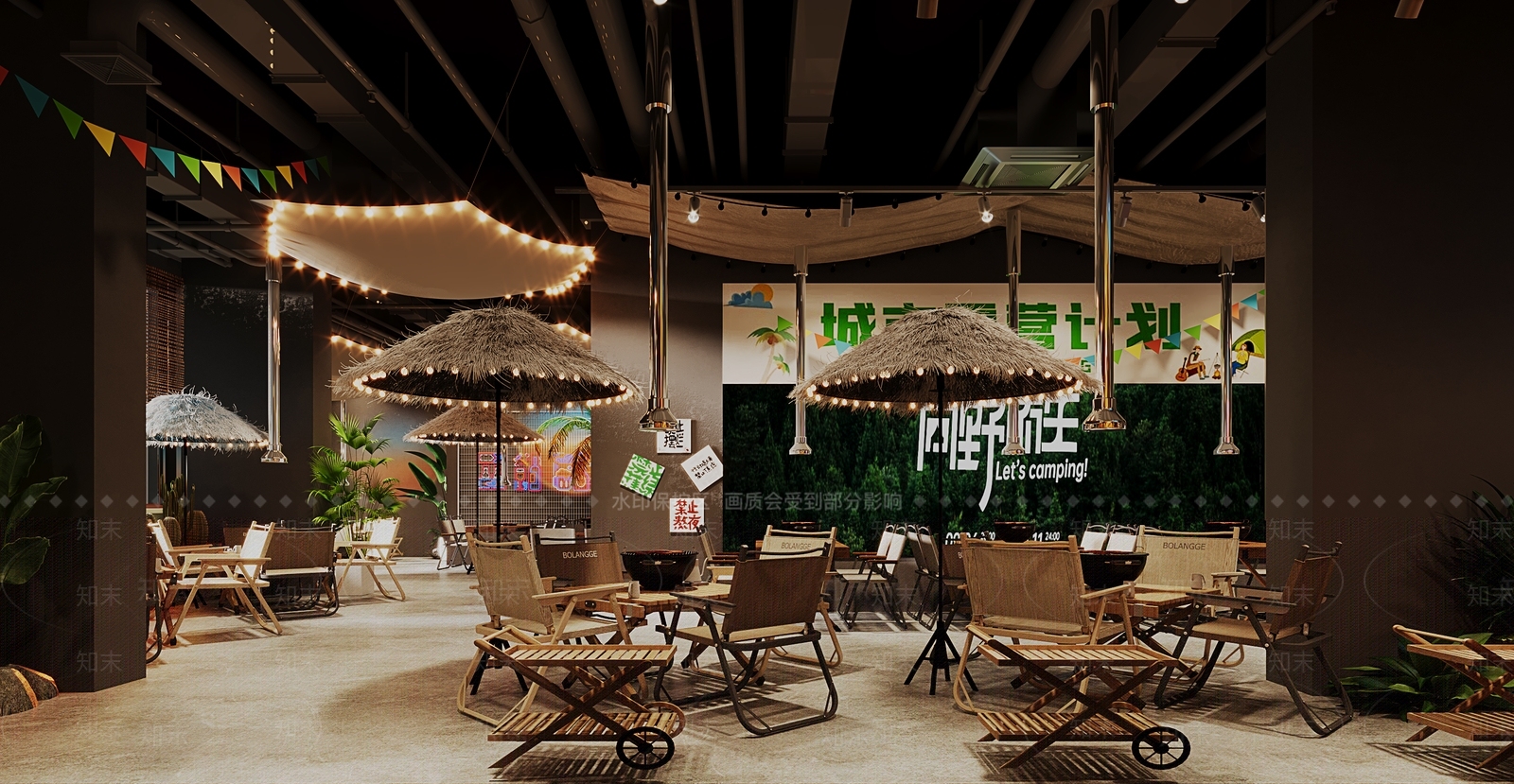 工业风露营风烧烤店3D模型下载【ID:1132954300】
