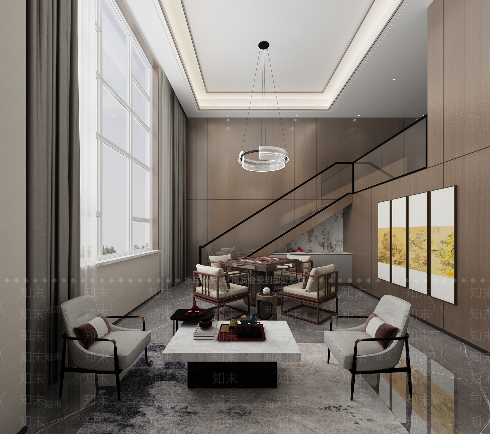 新中式麻将室3D模型下载【ID:1132968989】