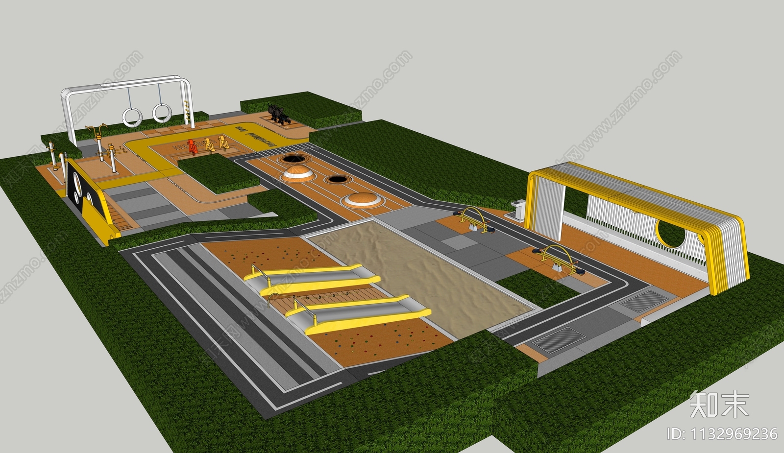 现代儿童游乐区SU模型下载【ID:1132969236】