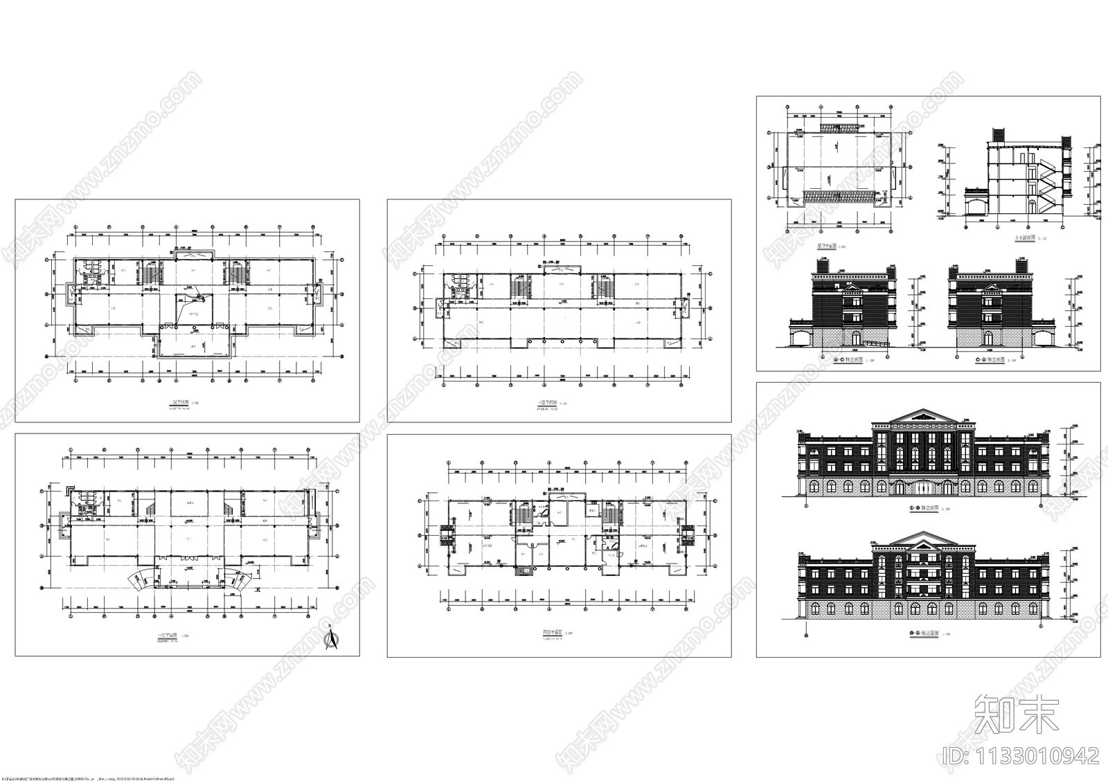 欧式厂区办公楼建筑cad施工图下载【ID:1133010942】