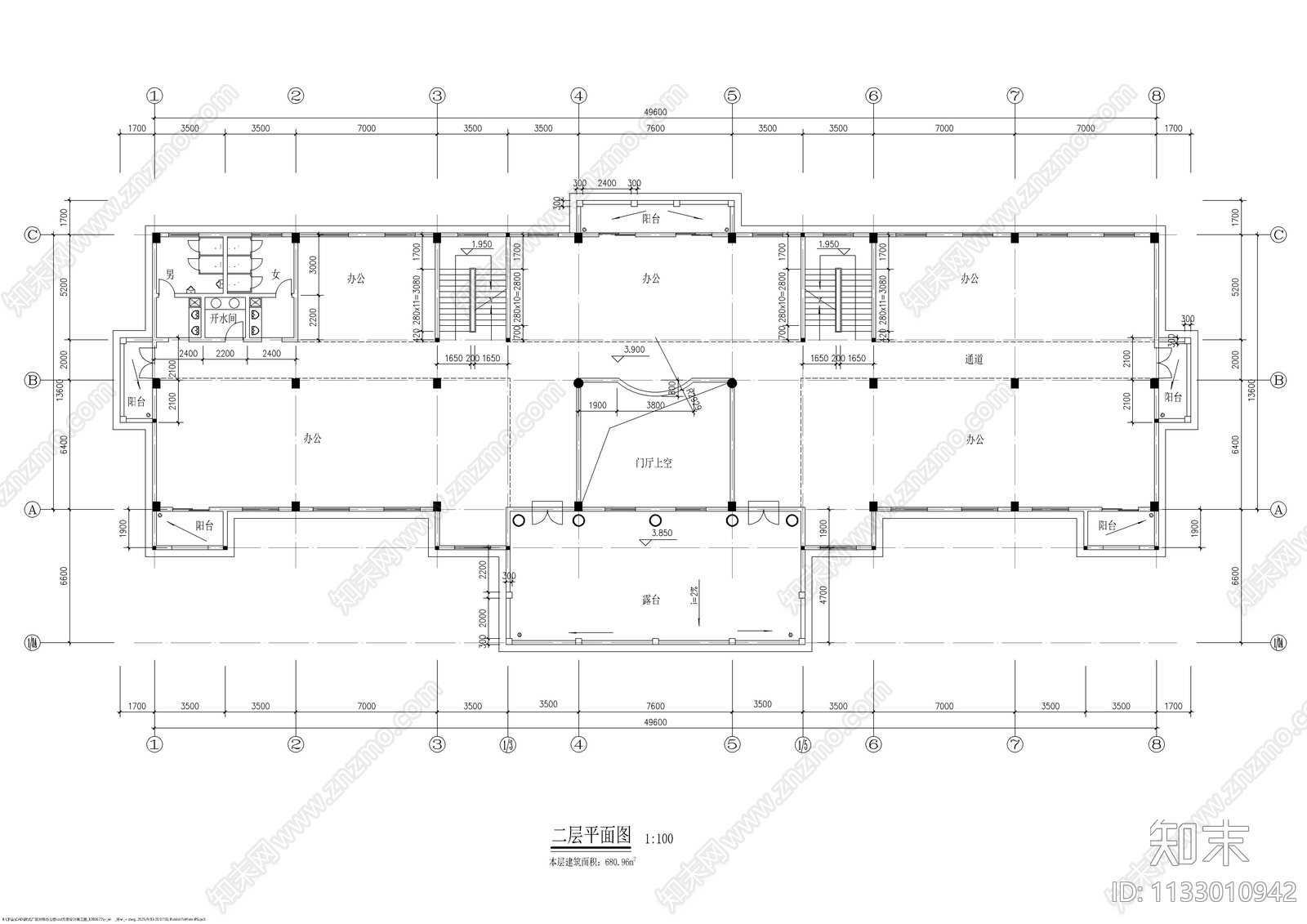 欧式厂区办公楼建筑cad施工图下载【ID:1133010942】