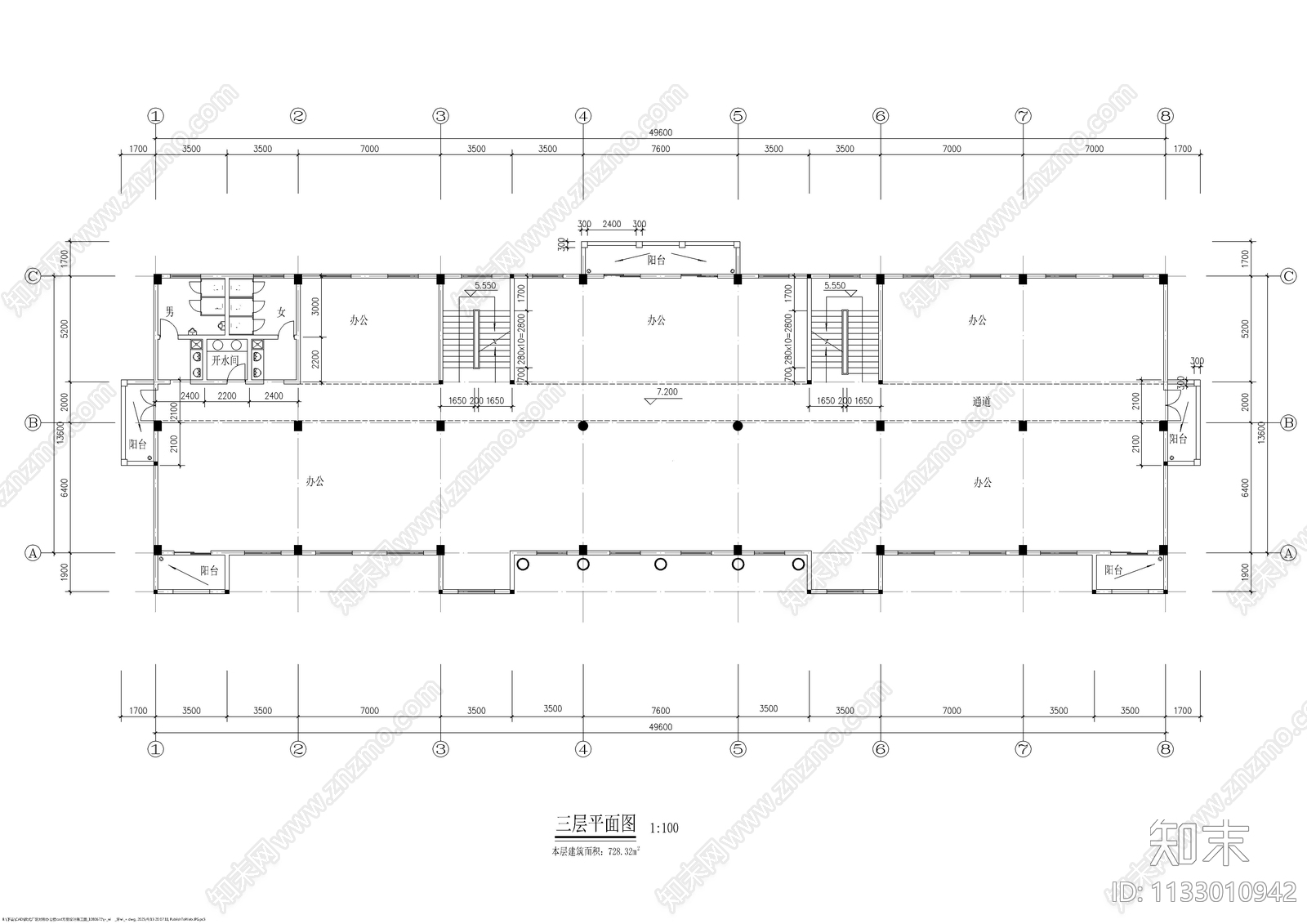 欧式厂区办公楼建筑cad施工图下载【ID:1133010942】