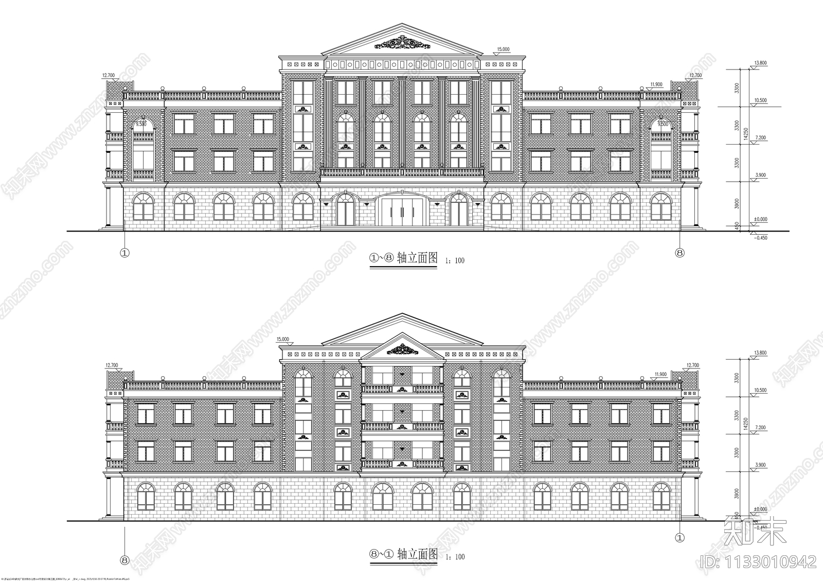 欧式厂区办公楼建筑施工图下载【ID:1133010942】