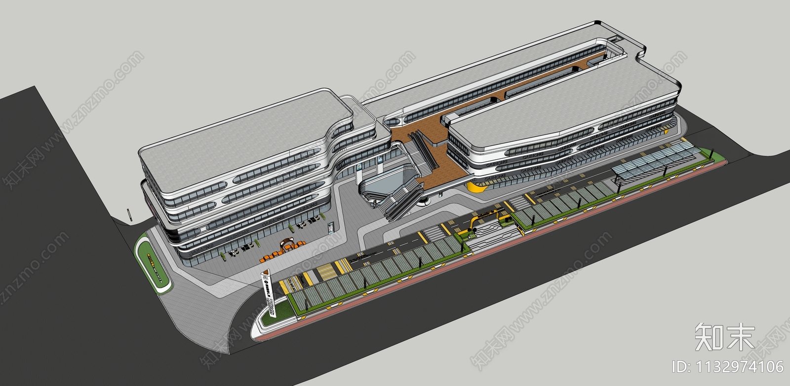 现代商业街SU模型下载【ID:1132974106】