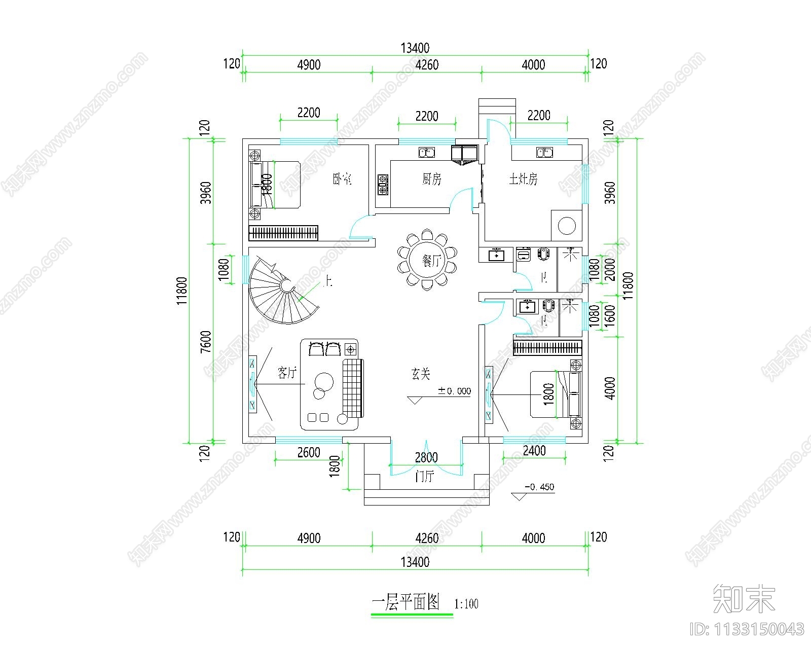 欧式别墅建筑平面图施工图下载【ID:1133150043】