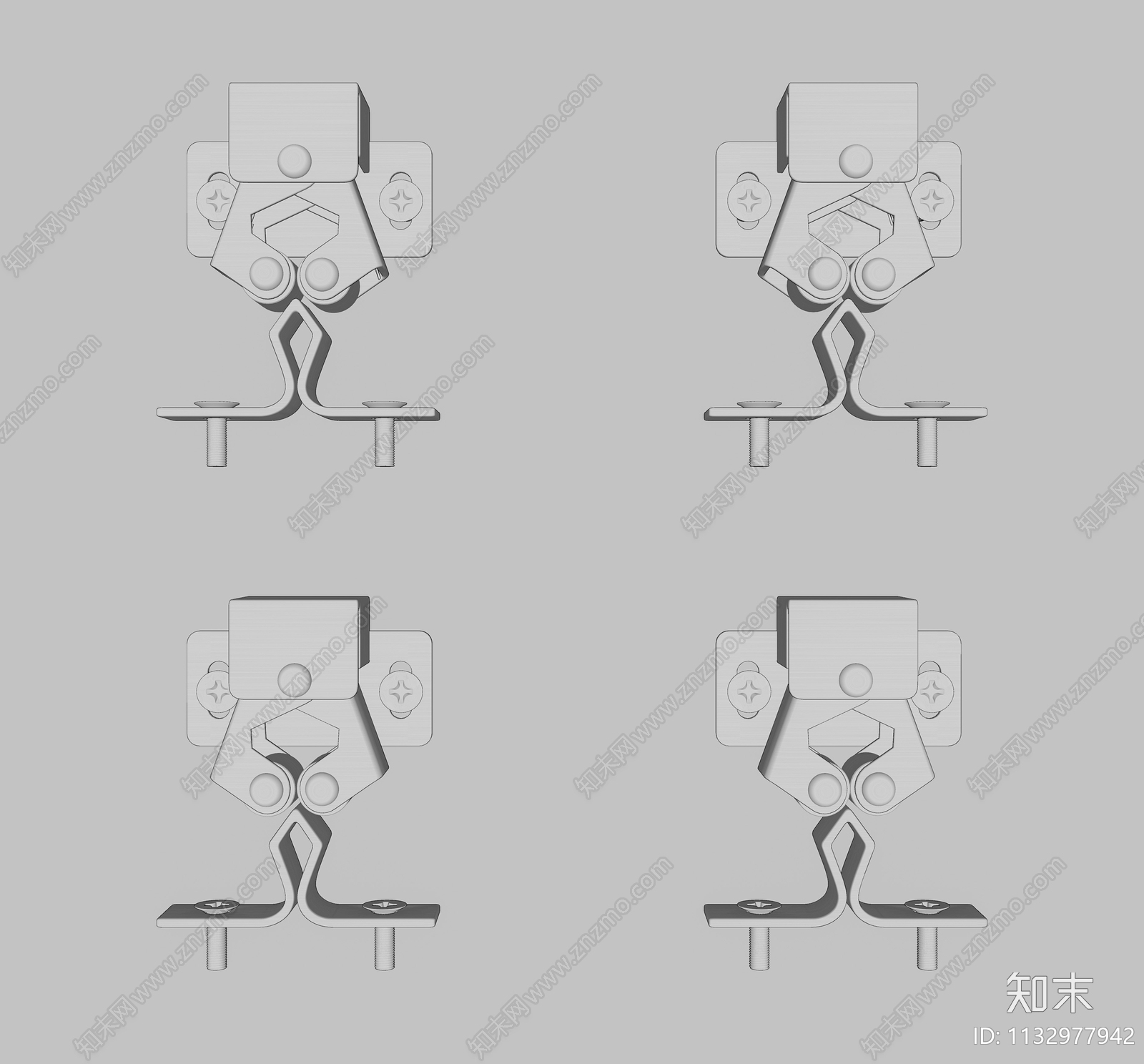 现代不锈钢橱柜门碰珠卡口五金件组合SU模型下载【ID:1132977942】