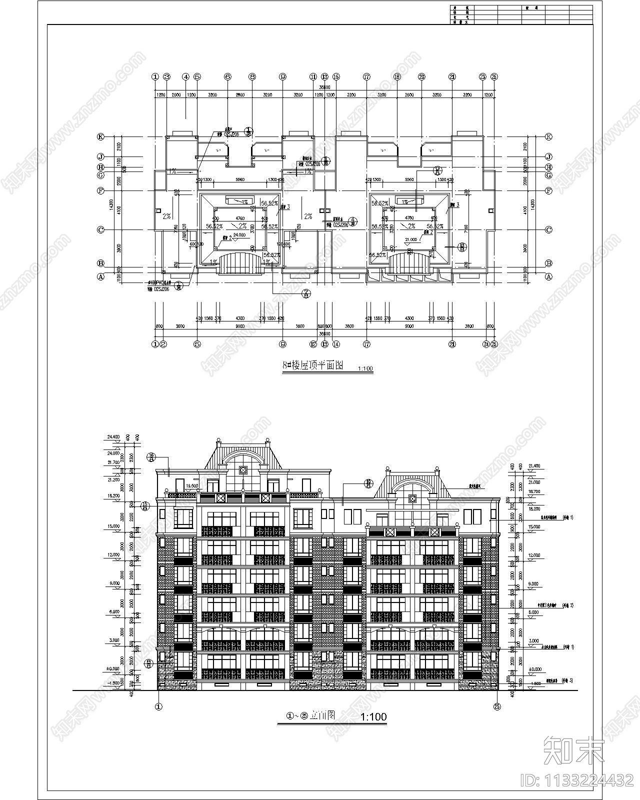 东方塞纳8楼建筑cad施工图下载【ID:1133224432】