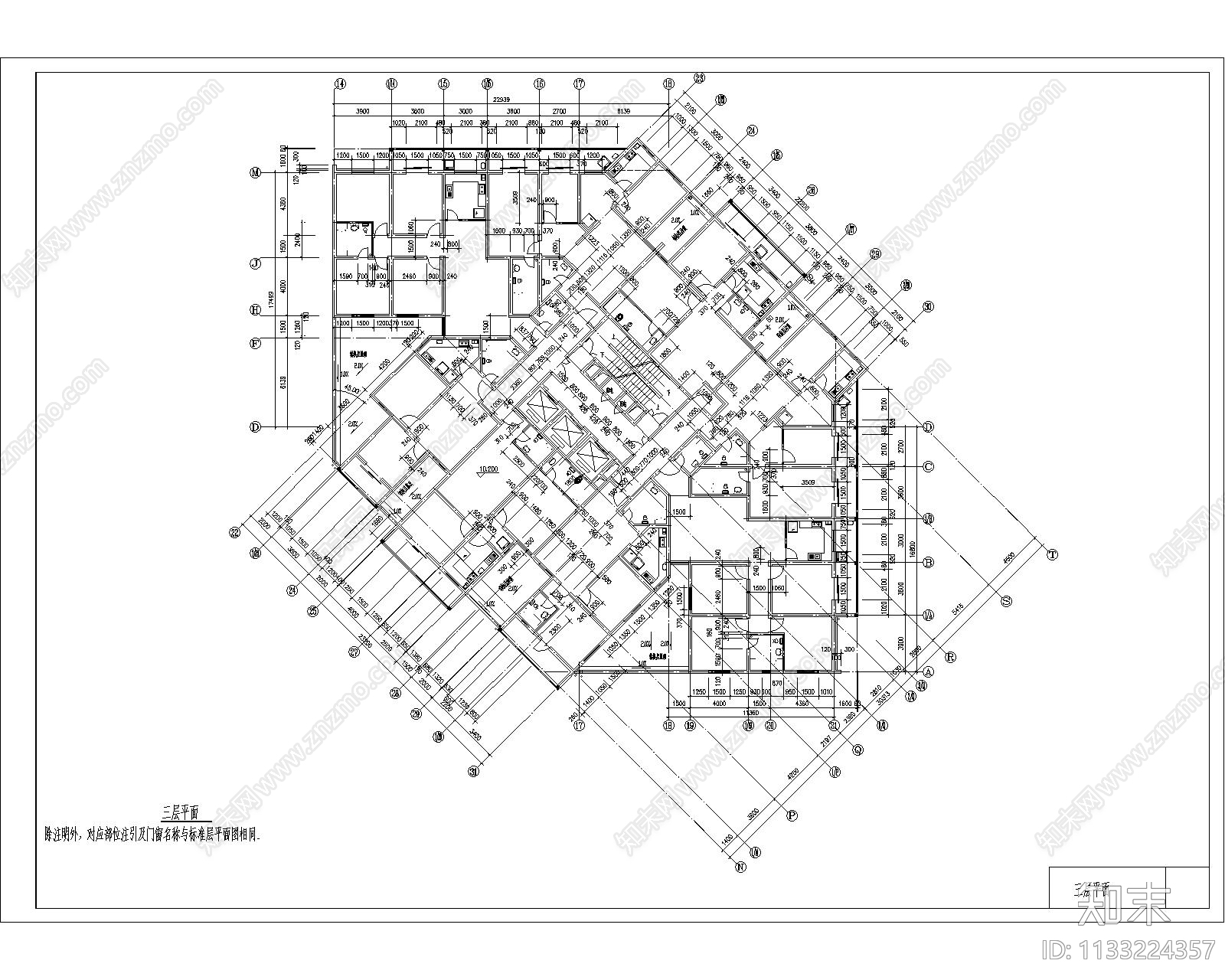 东方神韵高层住宅建筑cad施工图下载【ID:1133224357】